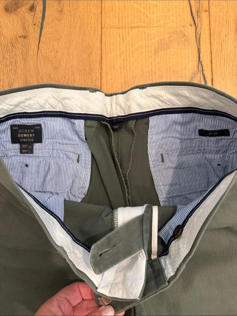 J. Crew Slim Bowery Men's Chinos in Forest Green